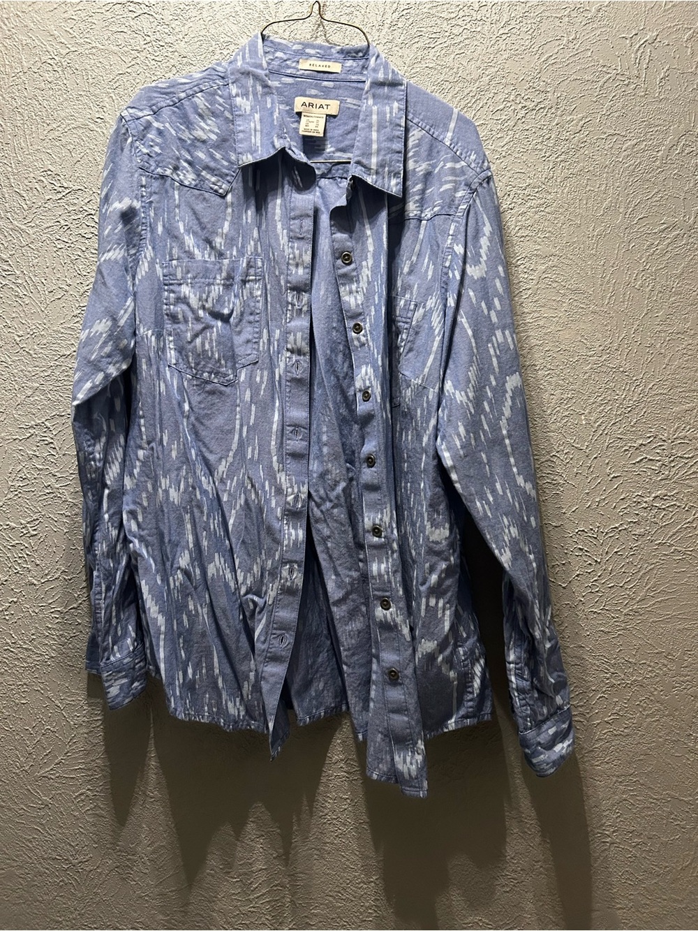 Ariat Light Blue Ikat-Style Western Button-Down